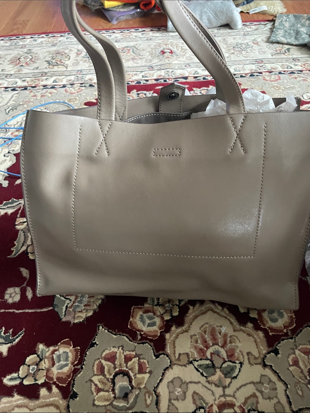 Banana Republic Taupe Leather Tote Bag NWOT